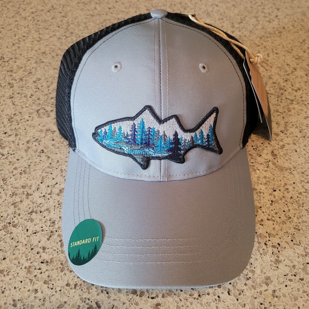 Telluride Clothing Co Snapback Hat Cap Mesh Blue Colorful Fish Forest Logo Patch - Picture 10 of 10